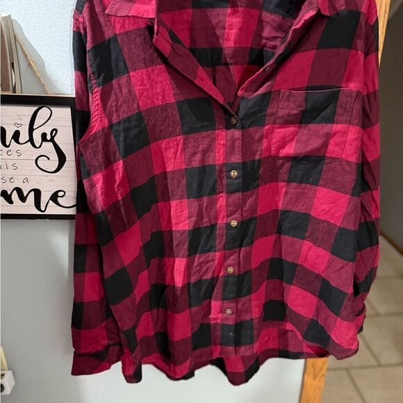 Sonoma Red and Black Plaid Button Down Shirt Size XL - Picture 3 of 8